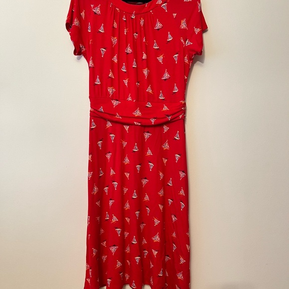 ⛵️Sailboat Pattern Red Summer Dress - Picture 5 of 9